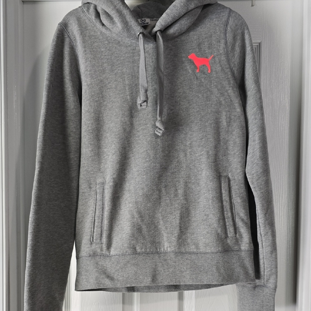 PINK Victoria's Secret Heather Gray Hoodie with Pink Logo